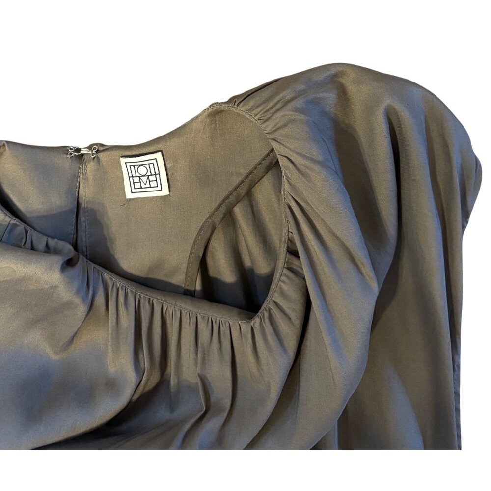 $490 Toteme L XL Pretoria Maxi Dress Green Drop Waist Lagenlook Party Wedding - Picture 12 of 13